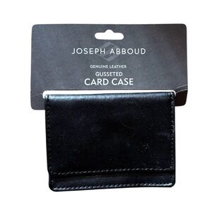 Joseph Abboud Black Leather Gusseted Card Case